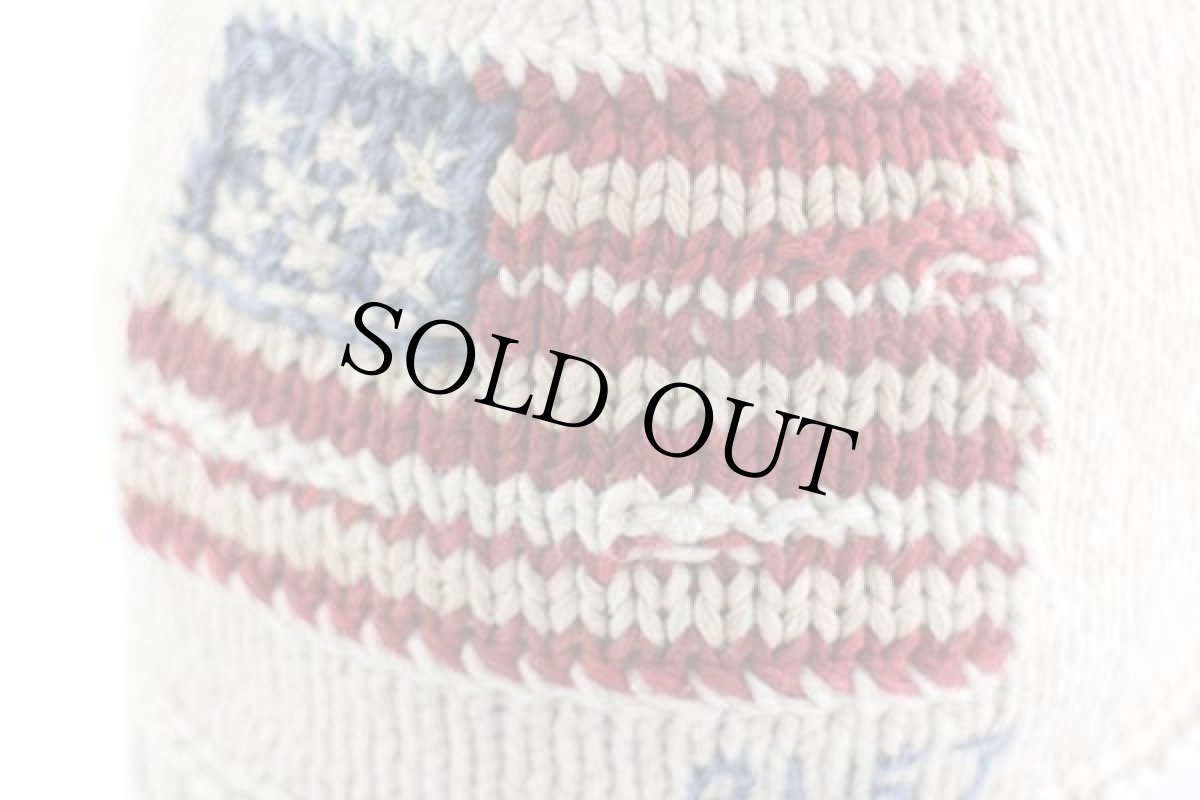 画像5: ポロ ラルフローレン 星条旗 フリースライナー ビーニー リネン×コットン×シルク ニットキャップ ベージュ キッズ (5)