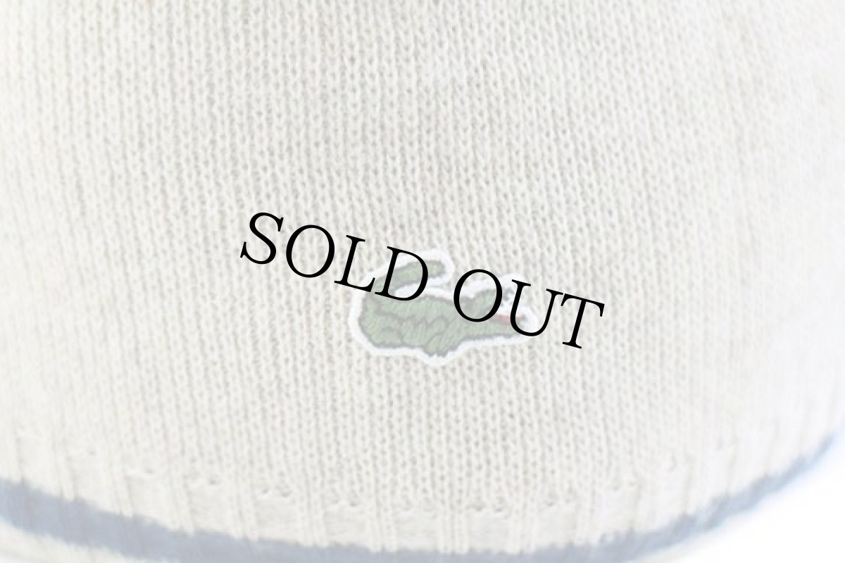 画像5: LACOSTEラコステ ワンポイント リバーシブル ビーニー ニットキャップ ベージュ×ブルー (5)