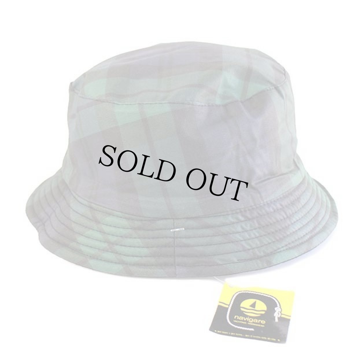 画像2: デッドストック★90s イタリア製 navigare ブラックウォッチ タータンチェック×無地 リバーシブル ナイロン×ウール バケットハット (2)