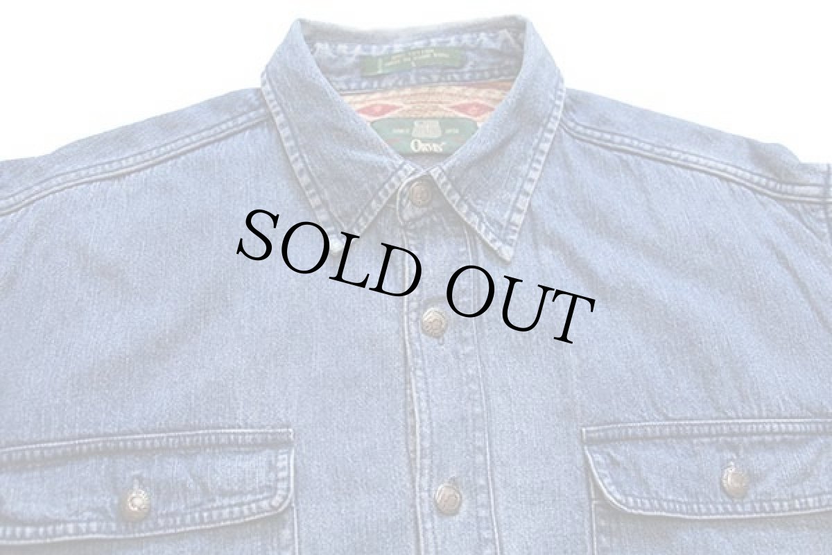 画像3: 90s ORVISオービス ネイティブ柄 ネルライナー デニムシャツ L (3)
