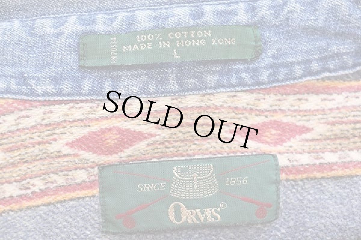 画像4: 90s ORVISオービス ネイティブ柄 ネルライナー デニムシャツ L (4)