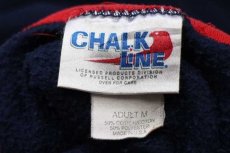 画像4: 90s USA製 CHALK LINE MLB CLEVELAND INDIANS刺繍 レイヤード タートルネック スウェット 紺×赤 M (4)