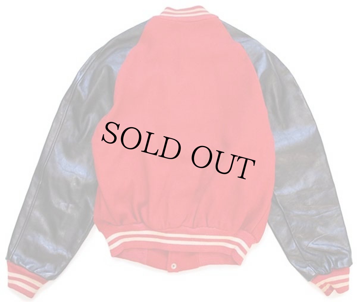 画像2: 60s USA製 DEERFOOT パッチ付き メルトン ウール 袖革スタジャン 赤×黒 42 (2)