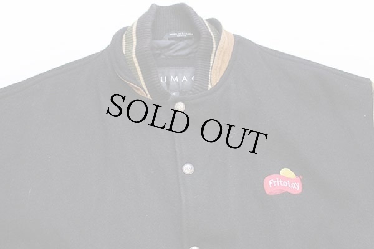 画像3: 90s カナダ製 SUMAC FritoLay刺繍 キルティングライナー メルトン ウール スエード 袖革スタジャン 黒×茶 L (3)