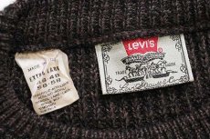 画像4: 80s イタリア製 Levi'sリーバイス ライン入り ローゲージ アクリル×ウール×モヘヤ×アルパカニット セーター 焦げ茶 XL★ユーロ (4)