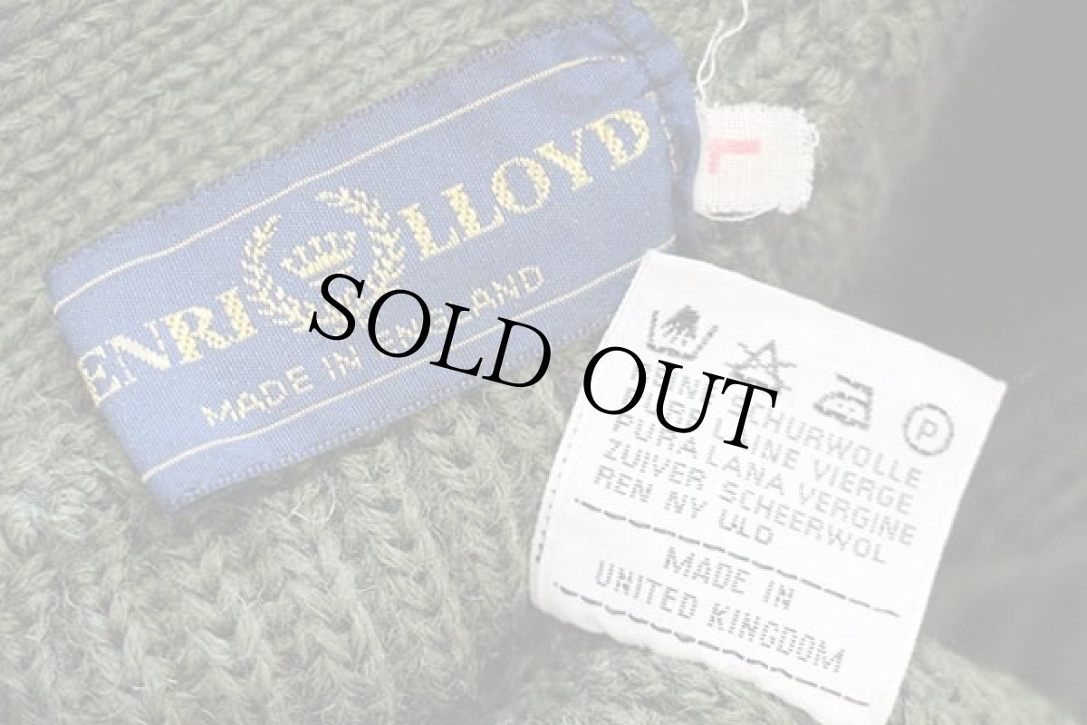 画像4: 90s 英国製 HENRI LLOYDヘンリーロイド ショールカラー サドルショルダー ローゲージ ウールニット セーター 緑 L (4)