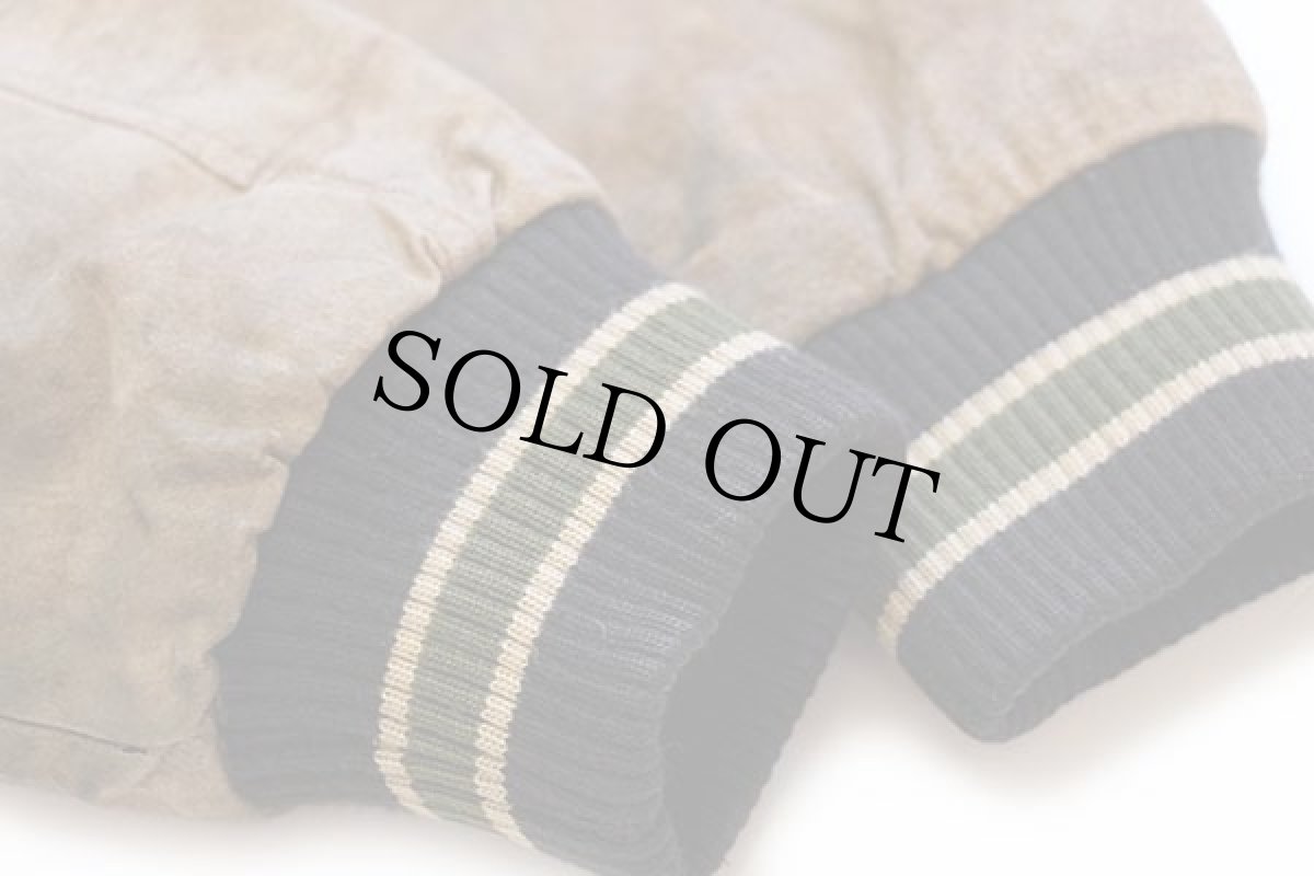 画像7: 90s カナダ製 SUMAC FritoLay刺繍 キルティングライナー メルトン ウール スエード 袖革スタジャン 黒×茶 L (7)