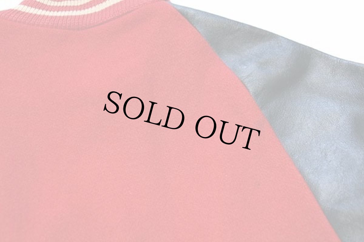 画像7: 60s USA製 DEERFOOT パッチ付き メルトン ウール 袖革スタジャン 赤×黒 42 (7)