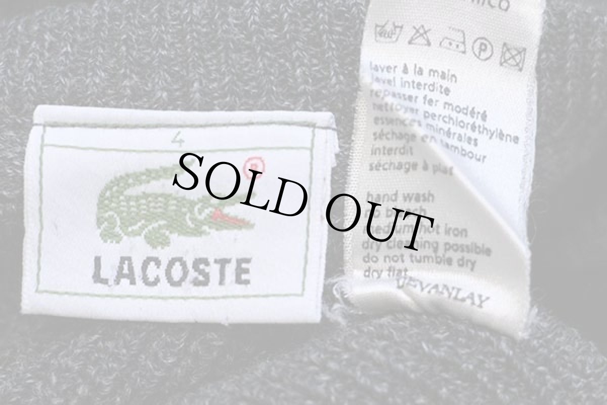 画像4: 80s LACOSTEラコステ ワンポイント Vネック ウール×アクリルニット セーター チャコールグレー 4 (4)