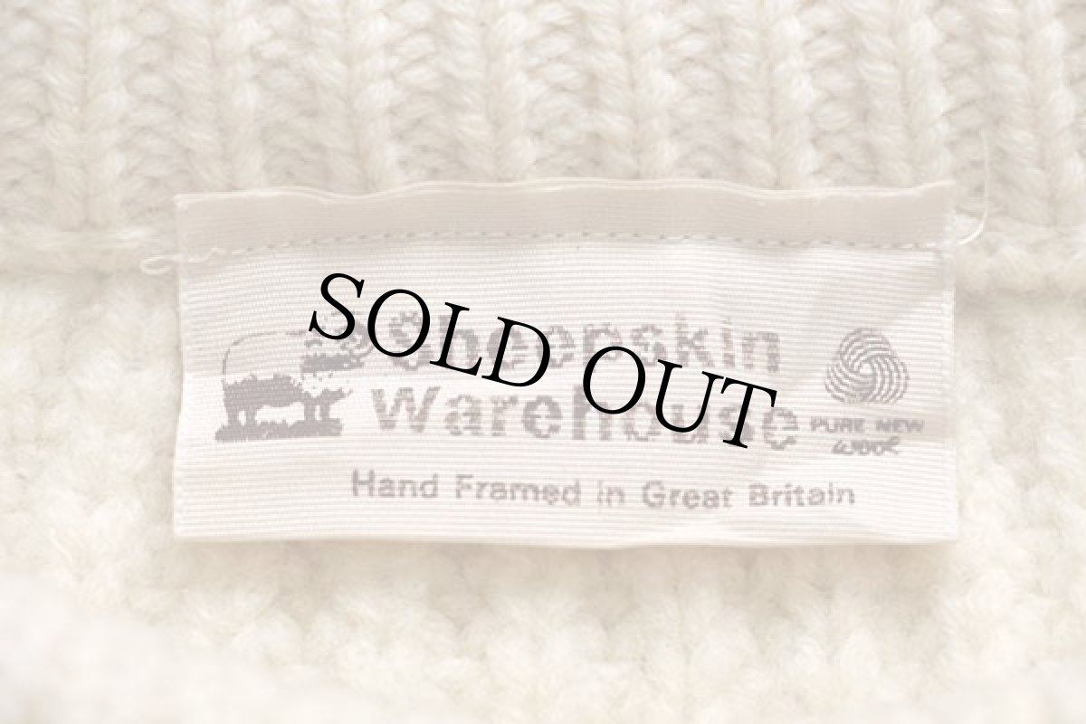 画像4: 80s 英国製 Sheepskin Warehouse 無地 ローゲージ ウールニット セーター ナチュラル (4)