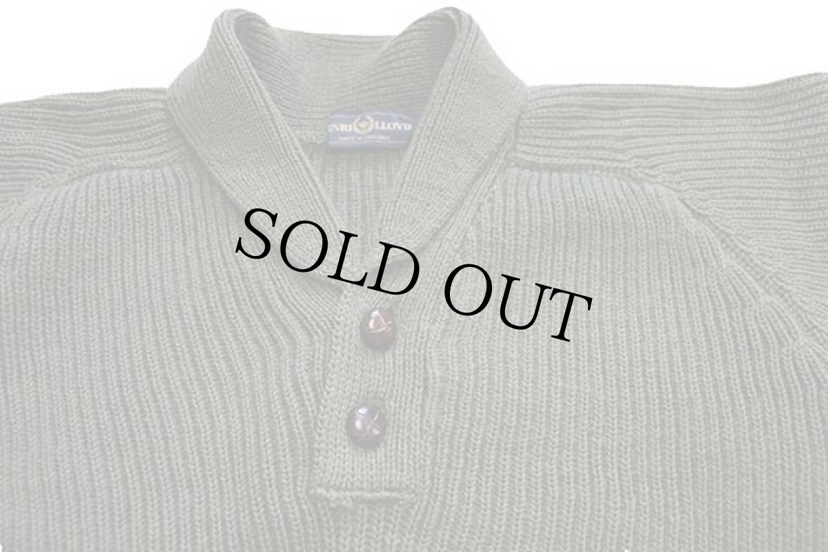 画像3: 90s 英国製 HENRI LLOYDヘンリーロイド ショールカラー サドルショルダー ローゲージ ウールニット セーター 緑 L (3)