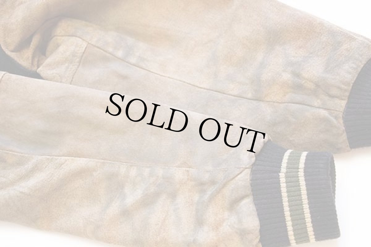 画像8: 90s カナダ製 SUMAC FritoLay刺繍 キルティングライナー メルトン ウール スエード 袖革スタジャン 黒×茶 L (8)