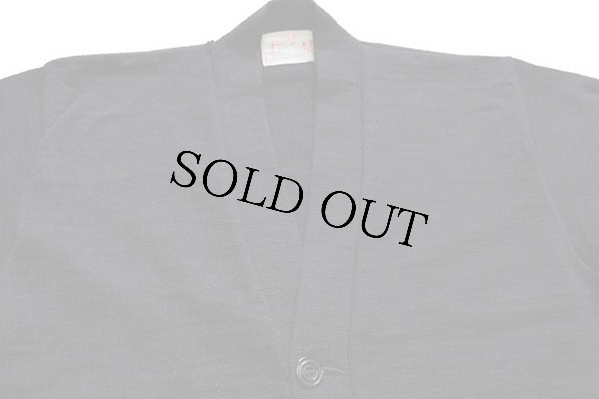 画像3: 50s COANE 無地 パチポケ ウールニット レタードカーディガン 黒 42 (3)