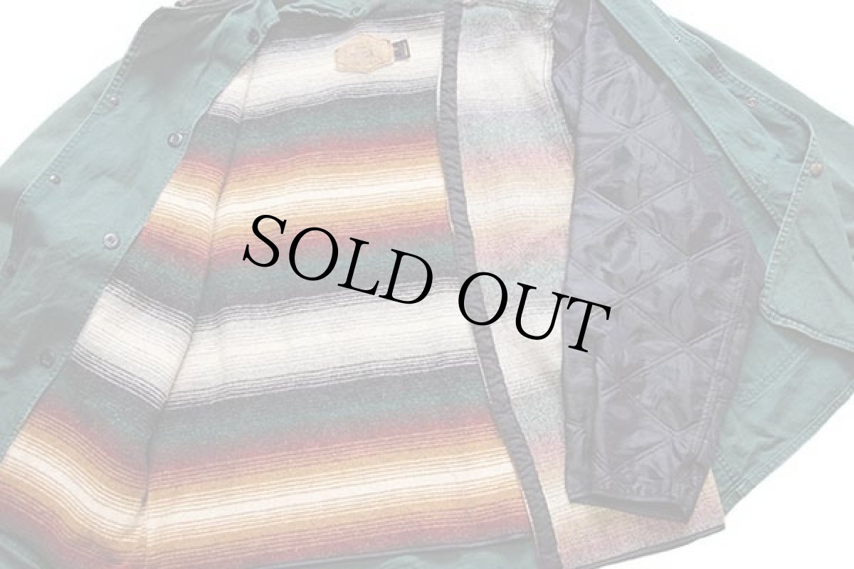 画像5: 90s USA製 Woolrichウールリッチ ラグ柄 ウールライナー コットン フィールドコート 緑 XL★ジャケット (5)