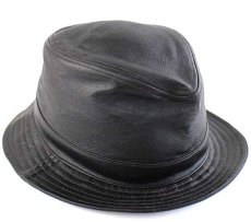 画像3: HENSCHEL HAT ヘンシェル レザー フェドラハット ブラック L (3)