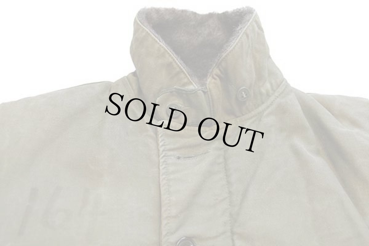 画像3: 40s 米軍 U.S.NAVY アルパカライナー N-1 デッキジャケット ボロ オリーブドラブ 36 (3)