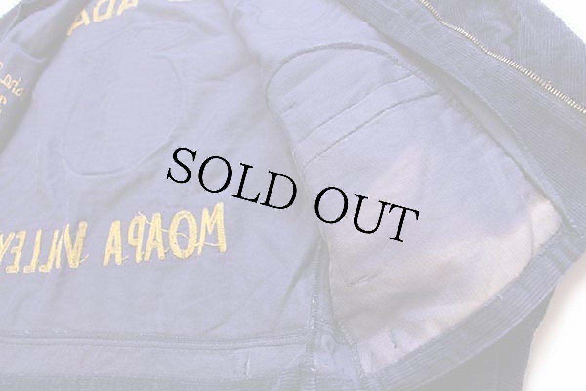 画像7: 00s FFA NEVADA チェーン刺繍&ピンズ&パッチ付き コットン コーデュロイ ファーマーズジャケット 紺 36 (7)