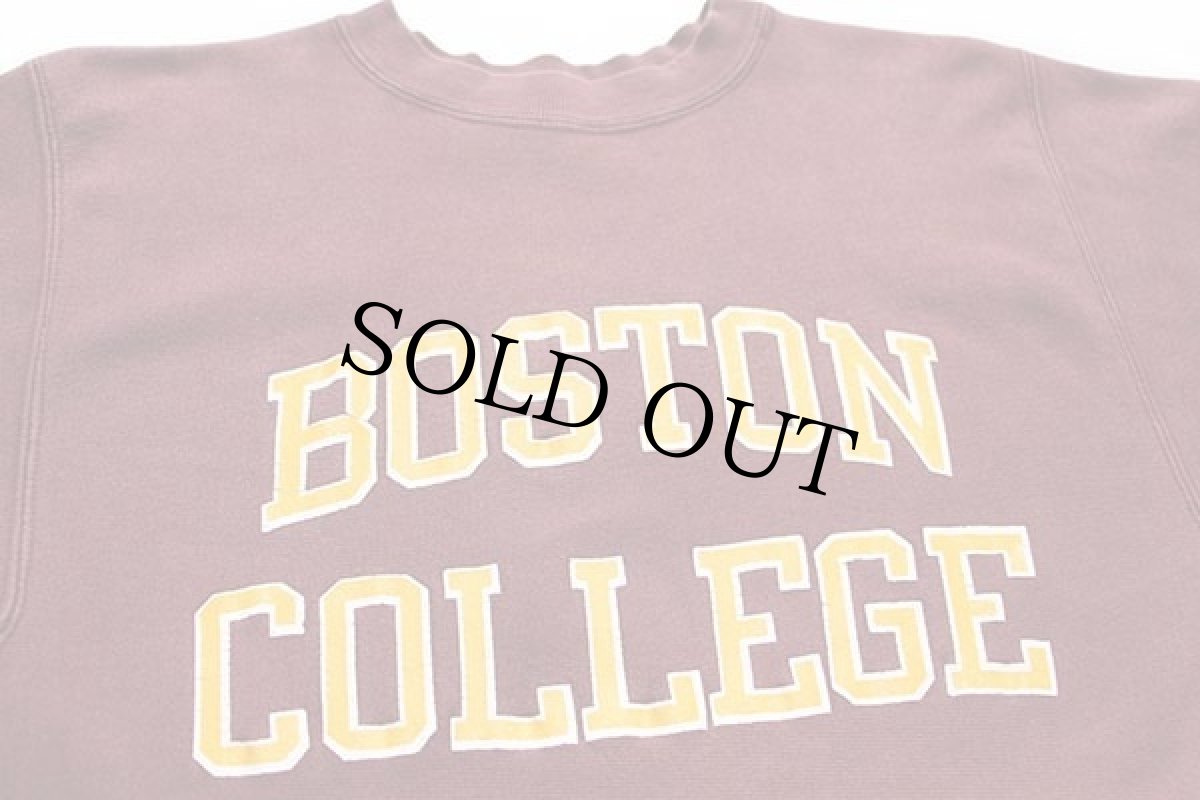 画像3: 90s USA製 Championチャンピオン BOSTON COLLEGE ひび割れプリント リバースウィーブ スウェット バーガンディ L (3)