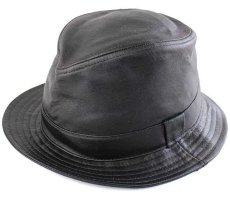 画像1: HENSCHEL HAT ヘンシェル レザー フェドラハット ブラック L (1)