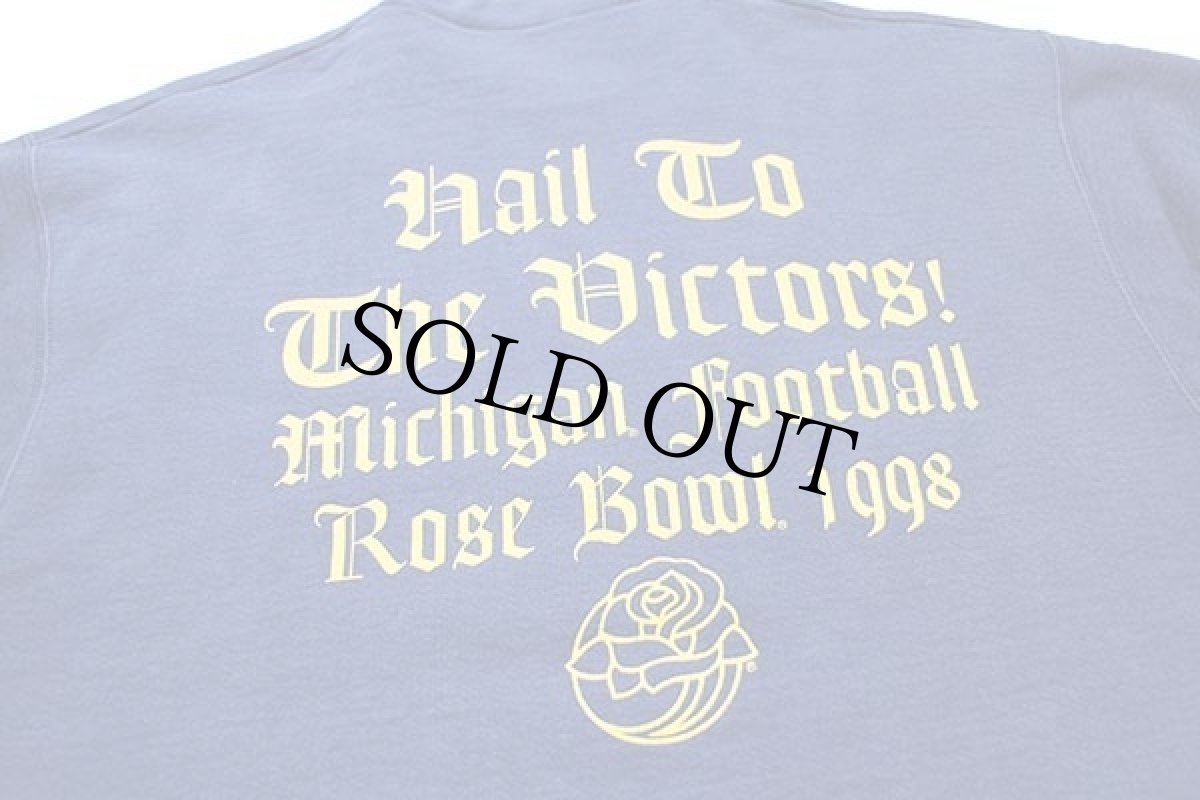 画像4: 90s MICHIGAN ROSE BOWL 1998 両面ひび割れプリント スウェット 紺 (4)