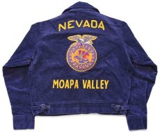 画像1: 00s FFA NEVADA チェーン刺繍&ピンズ&パッチ付き コットン コーデュロイ ファーマーズジャケット 紺 36 (1)