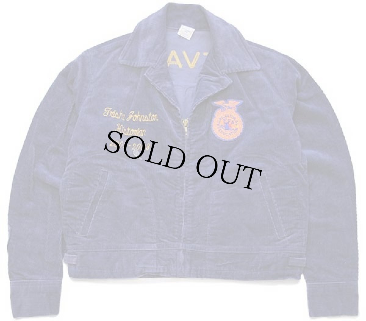 画像2: 00s FFA NEVADA チェーン刺繍&ピンズ&パッチ付き コットン コーデュロイ ファーマーズジャケット 紺 36 (2)