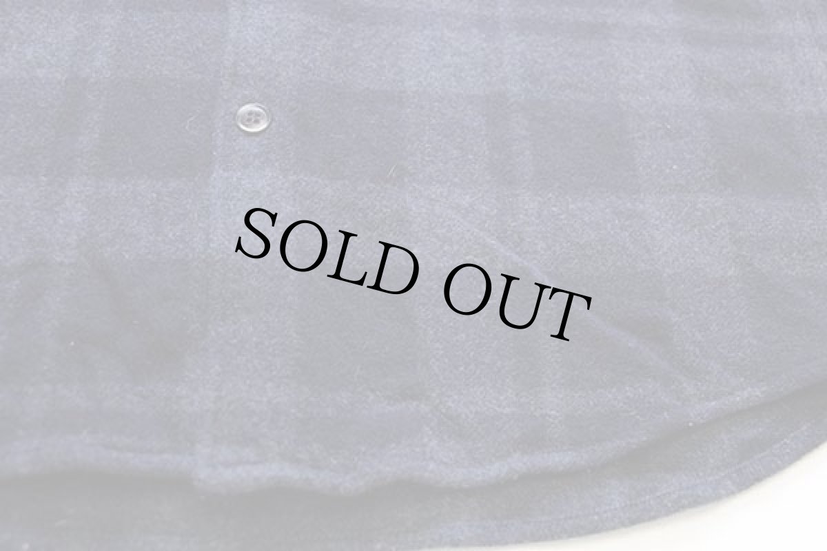 画像5: ルーマニア製 A.P.C. アーペーセー マチ付き チェック ウールシャツ 紺 M (5)