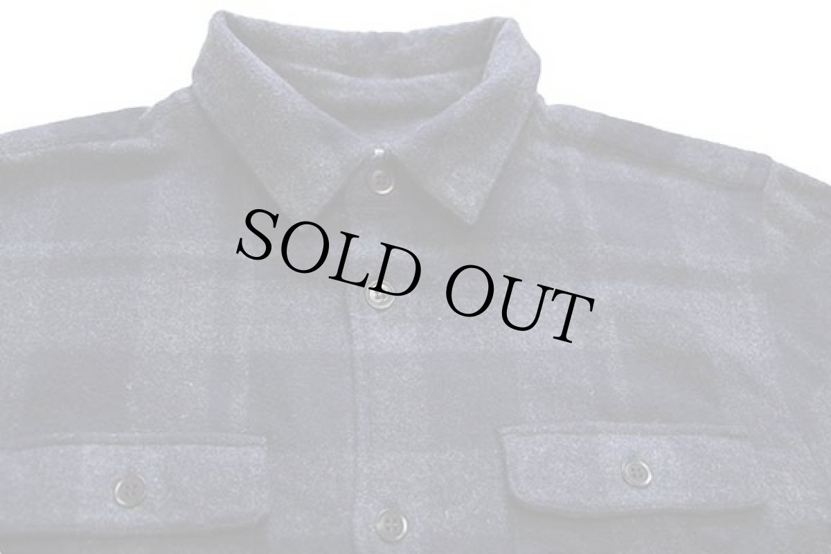 画像3: ルーマニア製 A.P.C. アーペーセー マチ付き チェック ウールシャツ 紺 M (3)