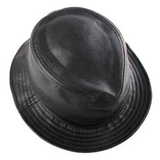 画像5: HENSCHEL HAT ヘンシェル レザー フェドラハット ブラック L (5)