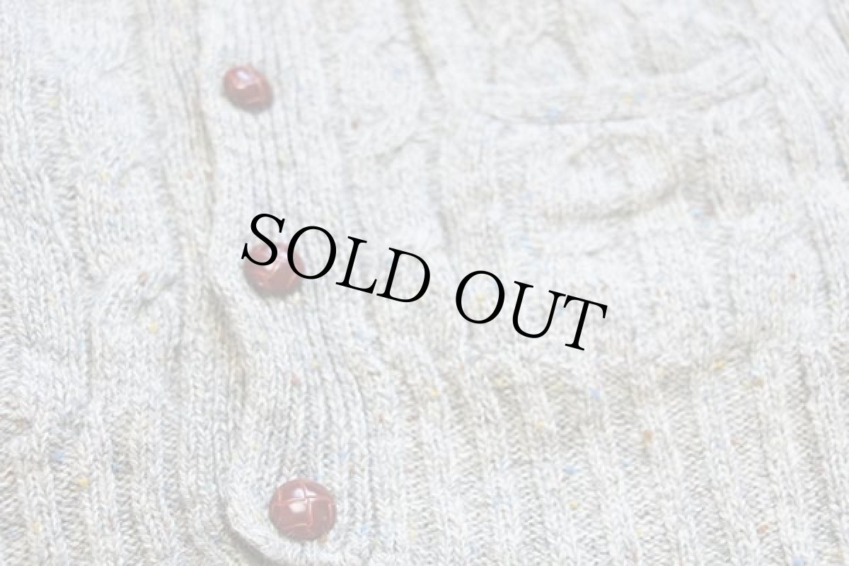 画像5: 80s BALL ON ケーブル編み ネップ入り シェットランド ウールニット ベスト カーディガン ミックス XL (5)