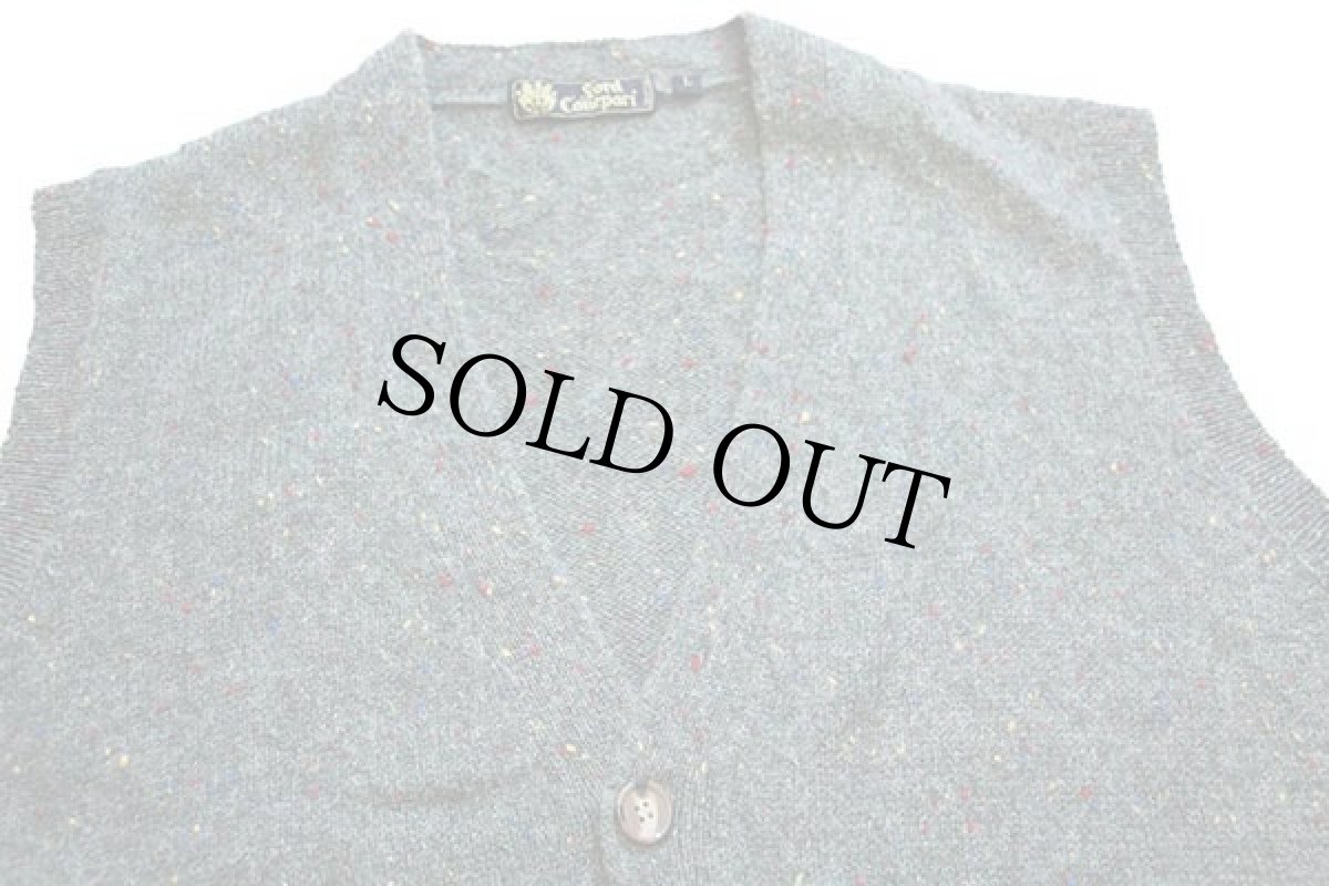 画像3: 80s Lord Canepari ネップ入り ウールニット ベスト カーディガン ミックス L (3)