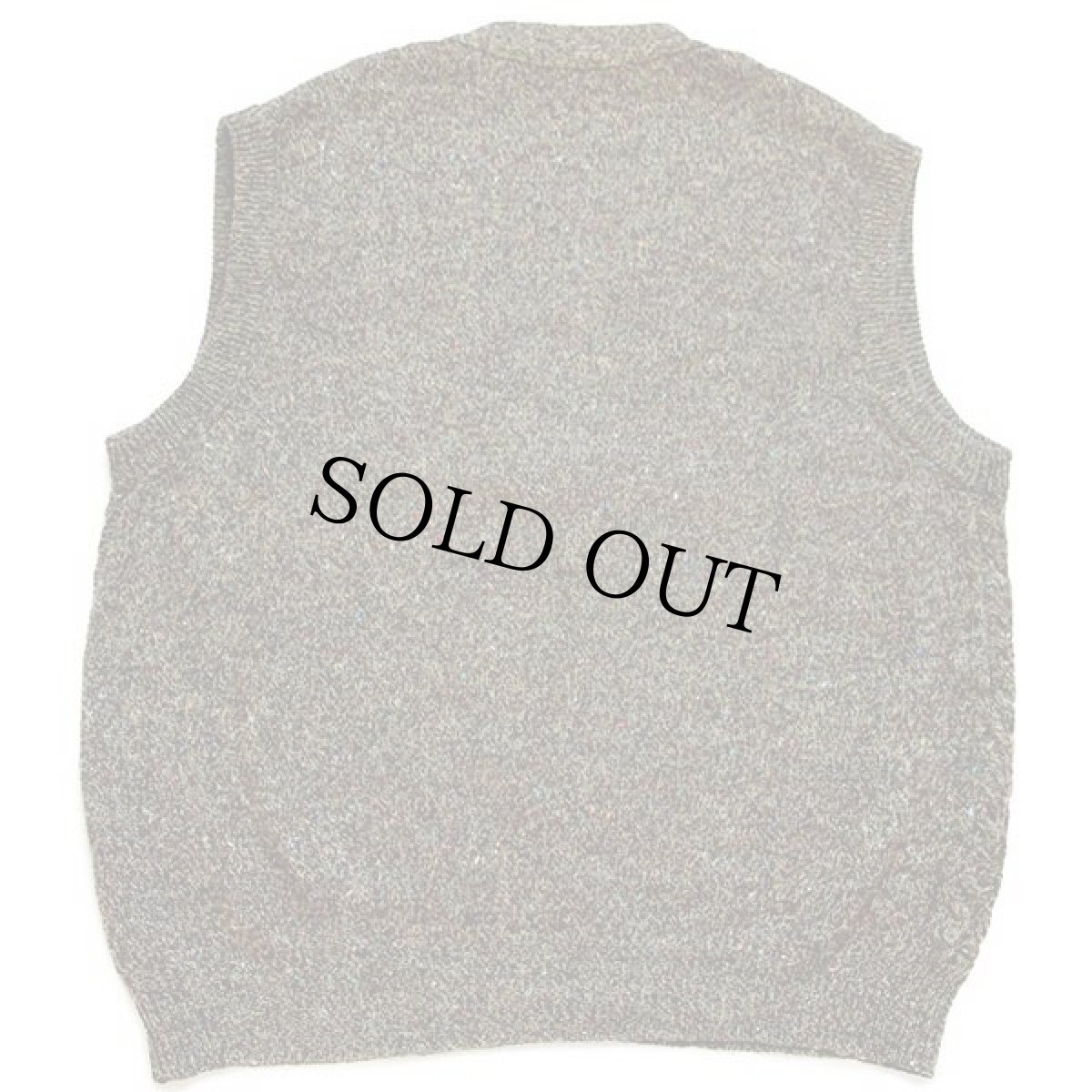 画像2: 80s イタリア製 SISLEY ケーブル編み ネップ入り ウールニット ベスト カーディガン ミックス XL (2)