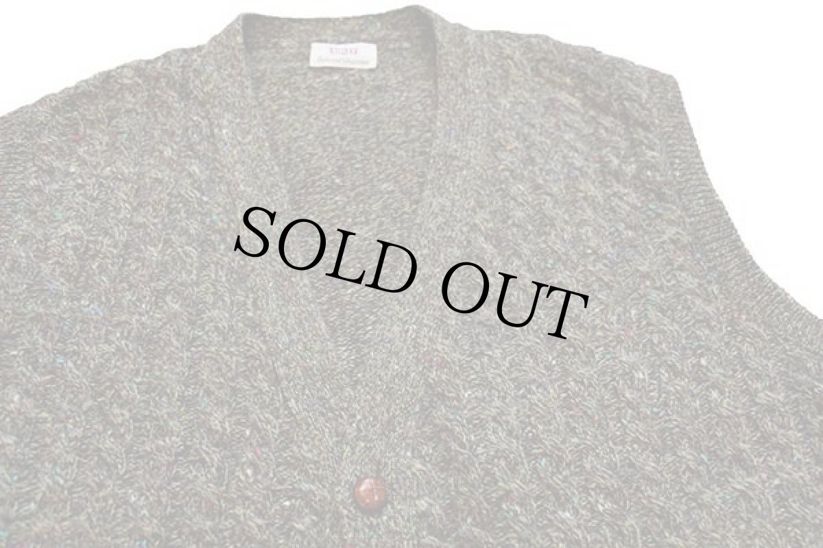 画像3: 80s イタリア製 SISLEY ケーブル編み ネップ入り ウールニット ベスト カーディガン ミックス XL (3)