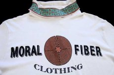 画像3: 90s USA製 MORAL FIBER CLOTHING 染み込みプリント タートルネック コットン カットソー 生成り (3)