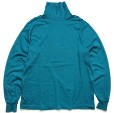 画像2: 90s L.L.Bean タートルネック 無地 コットン カットソー エメラルドグリーン (2)