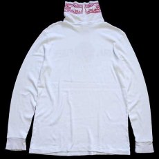 画像2: 90s USA製 MORAL FIBER CLOTHING 染み込みプリント タートルネック コットン カットソー 生成り (2)