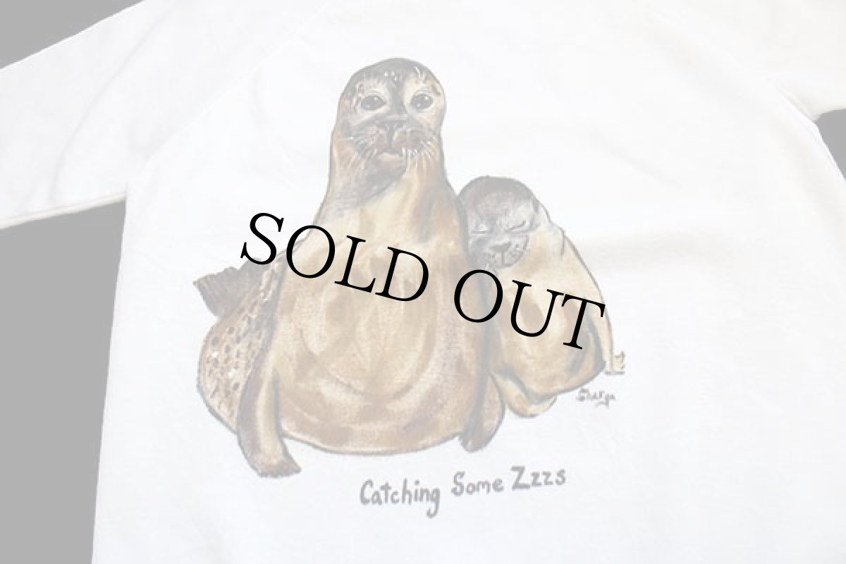 画像3: 80s USA製 Tultex アザラシ ハンドペイント スウェット 白 XL (3)