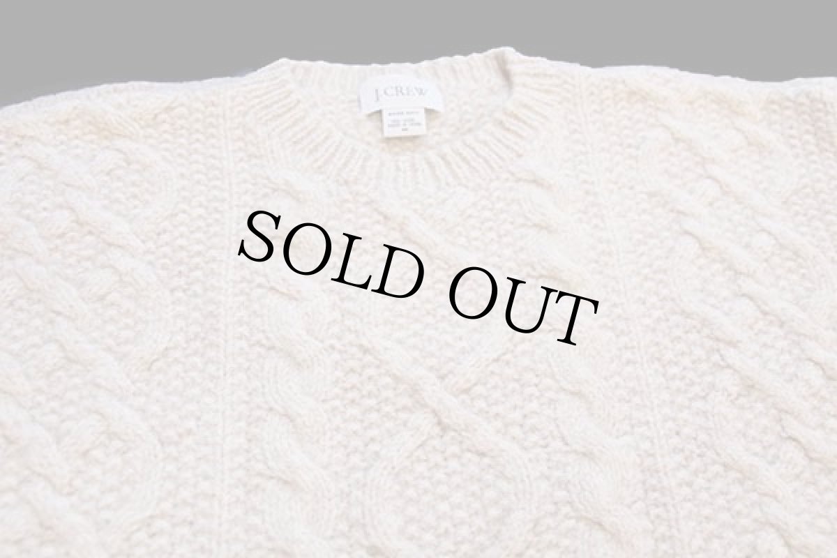 画像3: 00s J.CREW ケーブル編み ウール ハンドニット セーター ベージュ M (3)