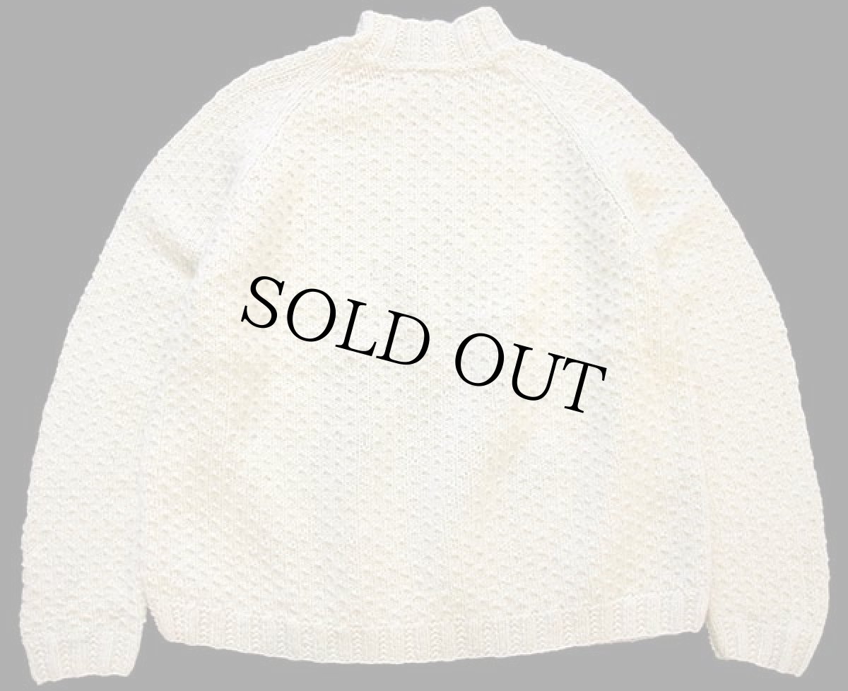 画像2: 90s ブルガリア製 L.L.Bean ツリー柄 モックネック メリノウール×アクリル ハンドニット セーター ナチュラル XL (2)