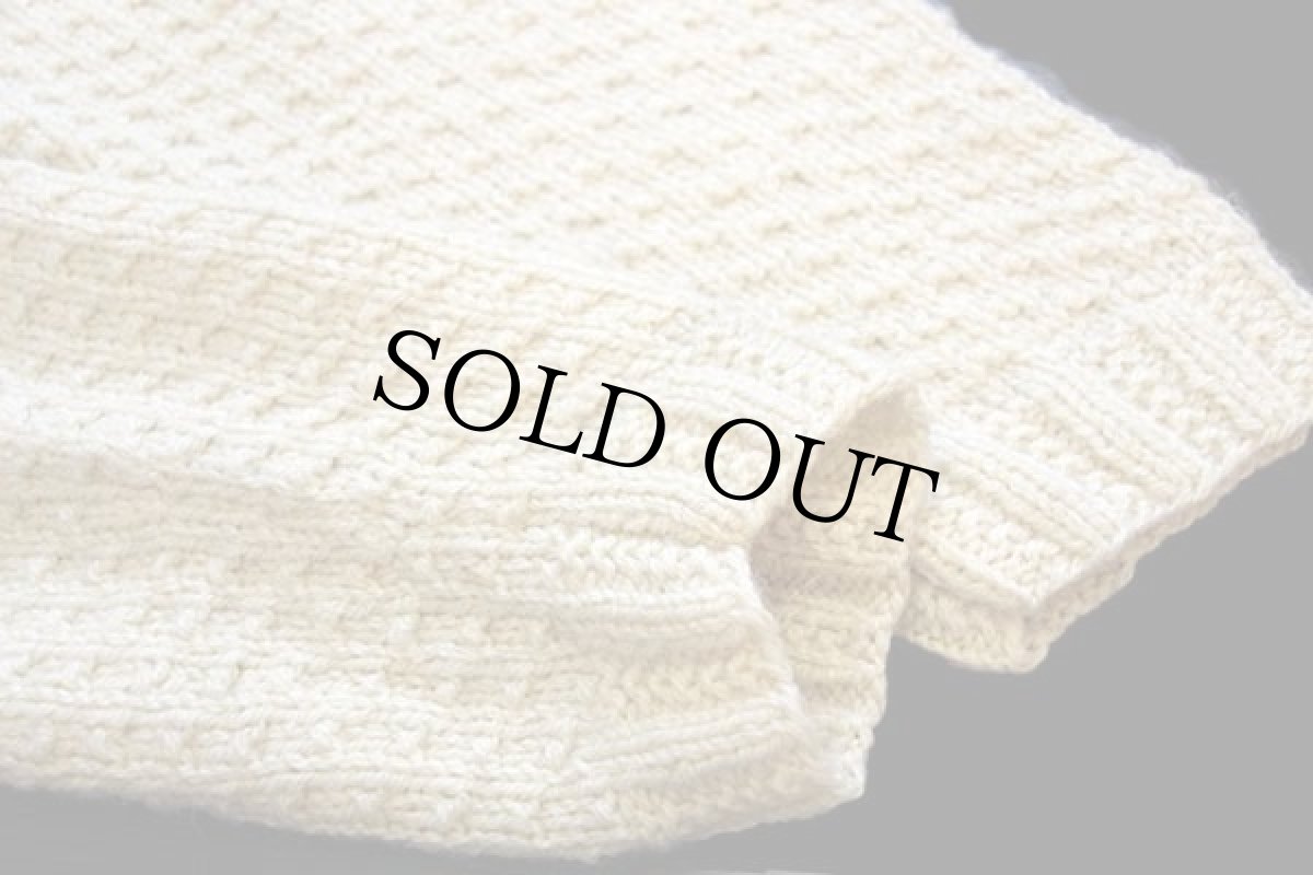 画像6: 90s ブルガリア製 L.L.Bean ツリー柄 モックネック メリノウール×アクリル ハンドニット セーター ナチュラル XL (6)