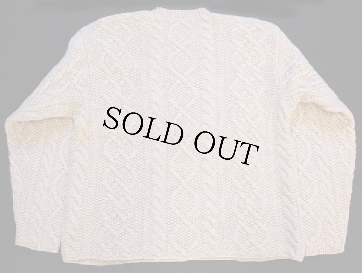 画像2: 00s J.CREW ケーブル編み ウール ハンドニット セーター ベージュ M (2)