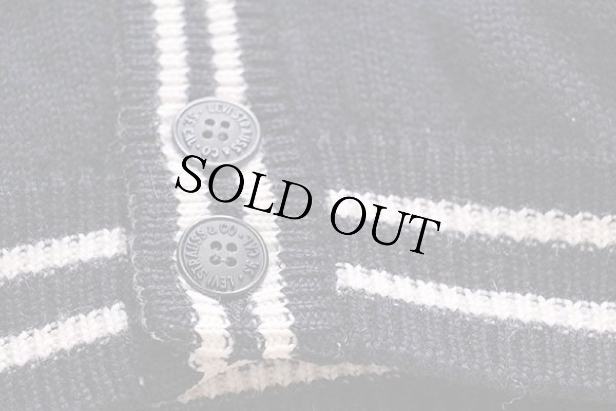 画像5: 80s Levi'sリーバイス ロゴパッチ付き ウールニット カーディガン 紺 L★ユーロ (5)