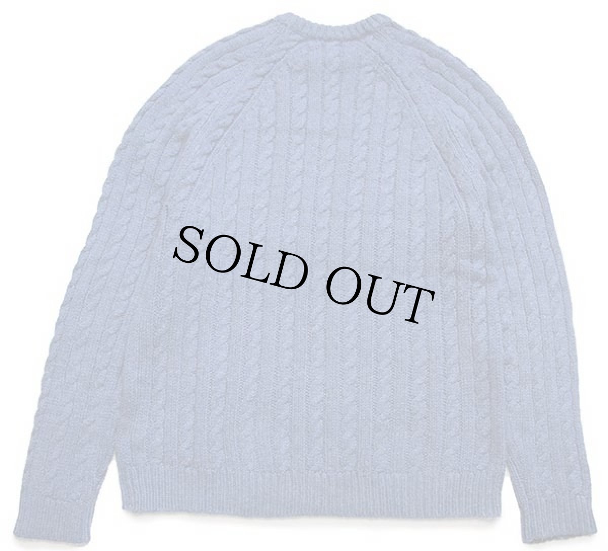 画像2: 00s J.CREW ケーブル編み コットン×ウール×ナイロンニット セーター ブルーグレー L (2)