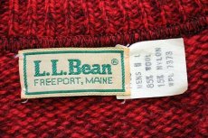 画像4: 80s USA製 L.L.Bean Vネック ウールニット ベスト セーター 赤 ミックス L (4)