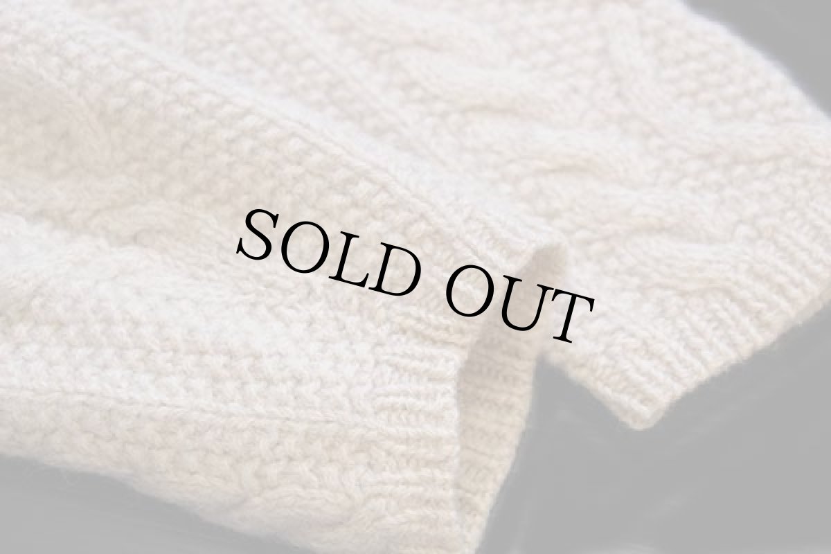 画像6: 00s J.CREW ケーブル編み ウール ハンドニット セーター ベージュ M (6)