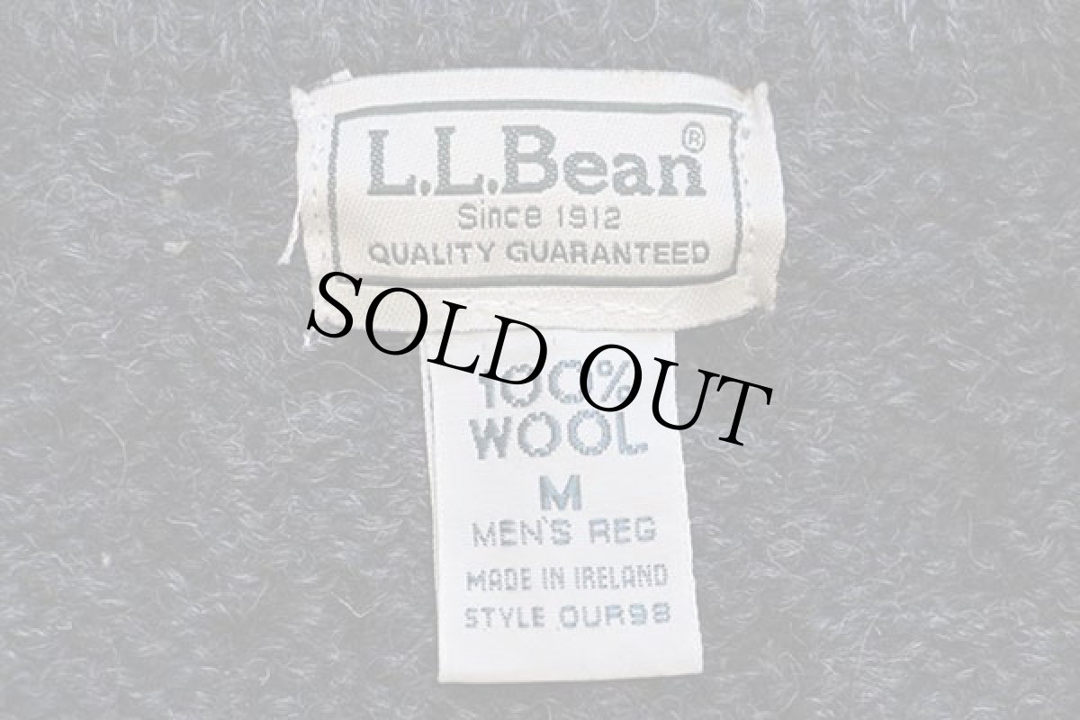 画像4: アイルランド製 L.L.Bean ケーブル編み ウールニット カーディガン チャコールグレー M (4)