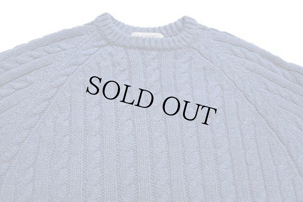 画像3: 00s J.CREW ケーブル編み コットン×ウール×ナイロンニット セーター ブルーグレー L (3)