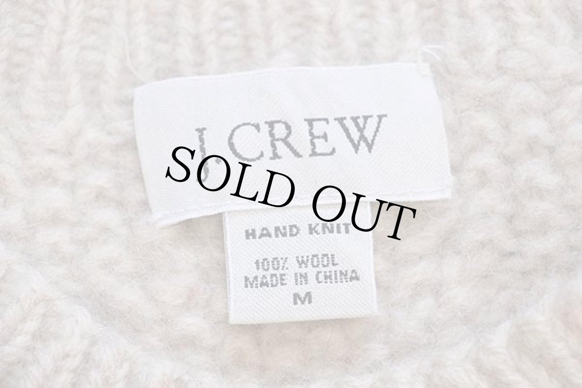 画像4: 00s J.CREW ケーブル編み ウール ハンドニット セーター ベージュ M (4)