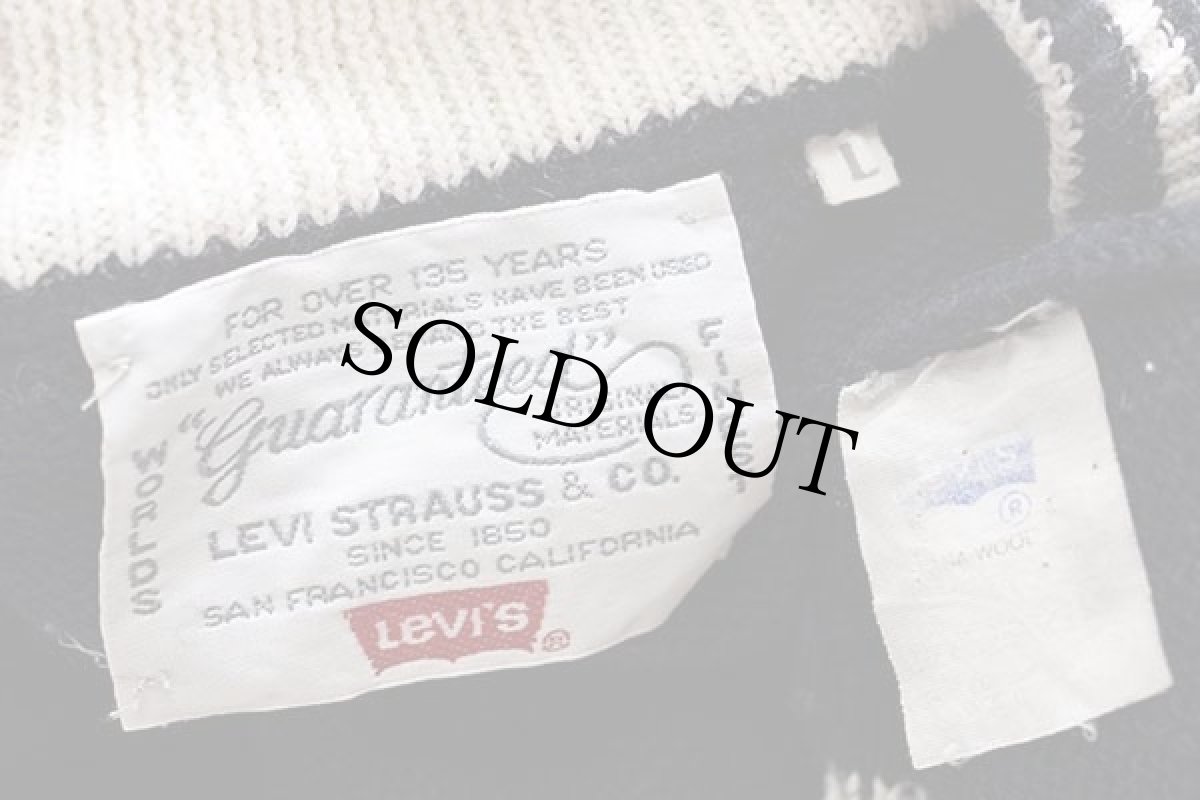 画像4: 80s Levi'sリーバイス ロゴパッチ付き ウールニット カーディガン 紺 L★ユーロ (4)
