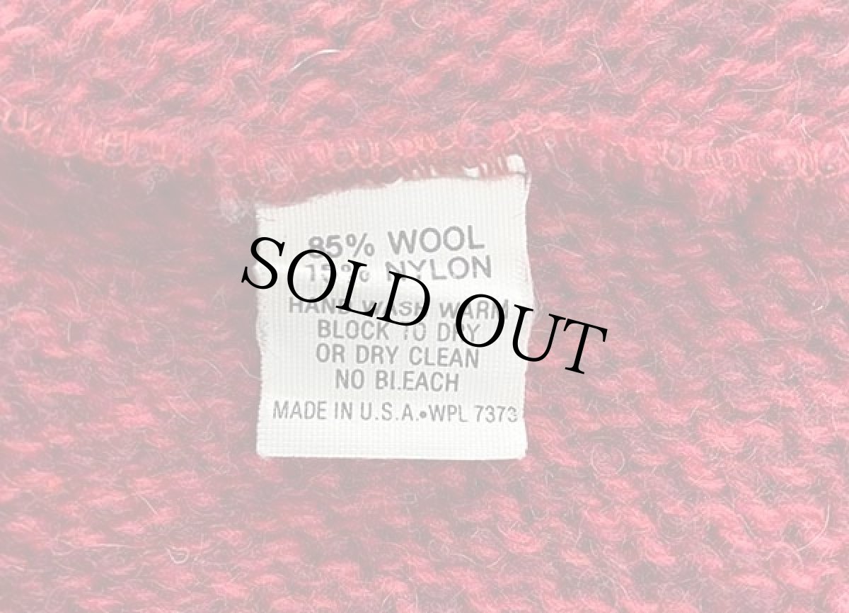 画像5: 80s USA製 L.L.Bean Vネック ウールニット ベスト セーター 赤 ミックス L (5)